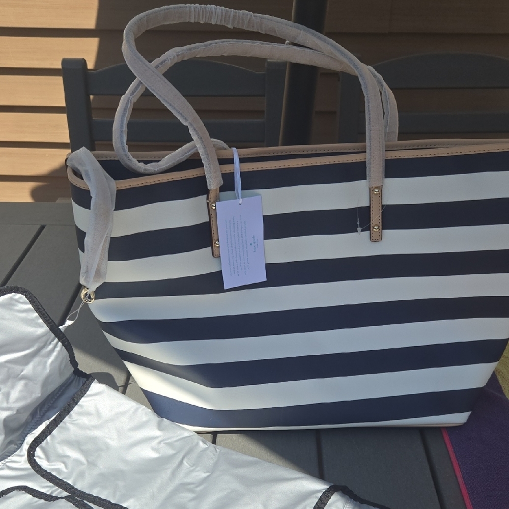 Kate Spade Blue and White Nautical Tote Bag